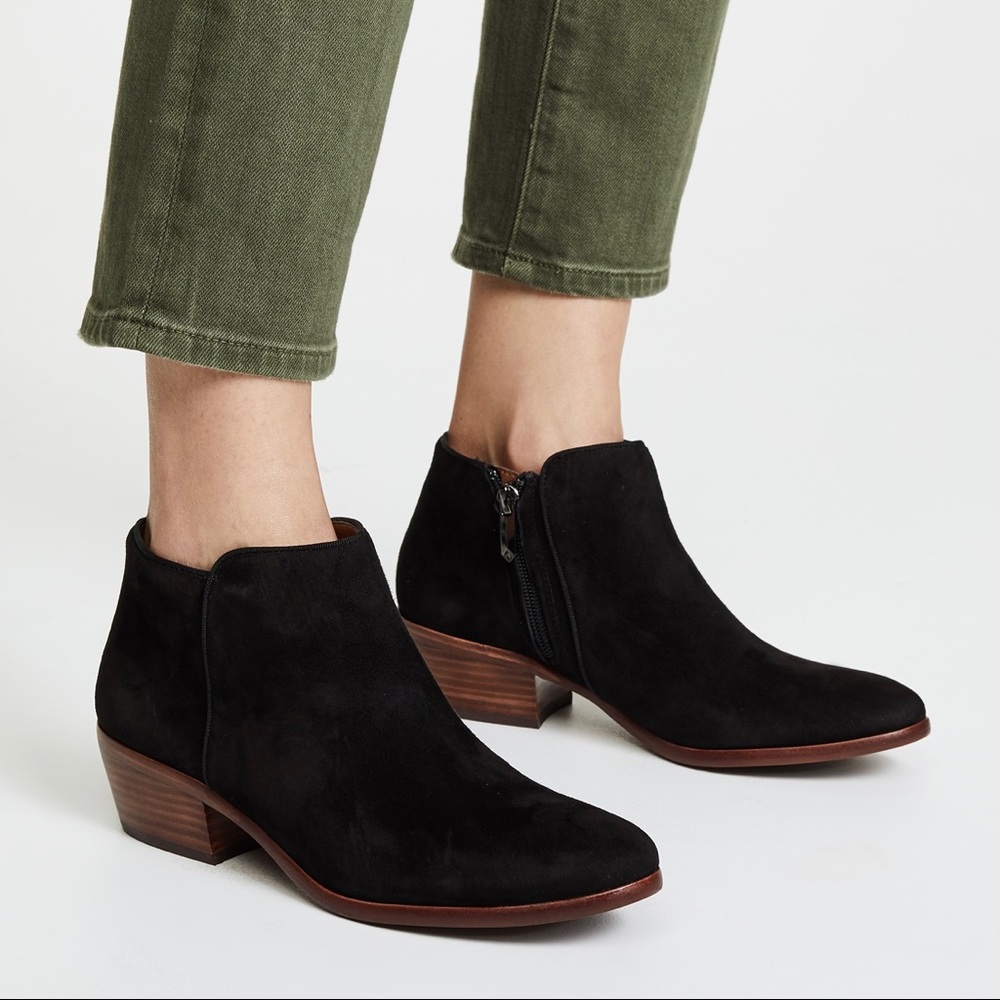 Sam Edelman Black Suede Petty Ankle Boot, size 7